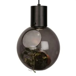 Globen Lighting Mini Hole Pendant/Table Lamp, Smoke/Matte Black